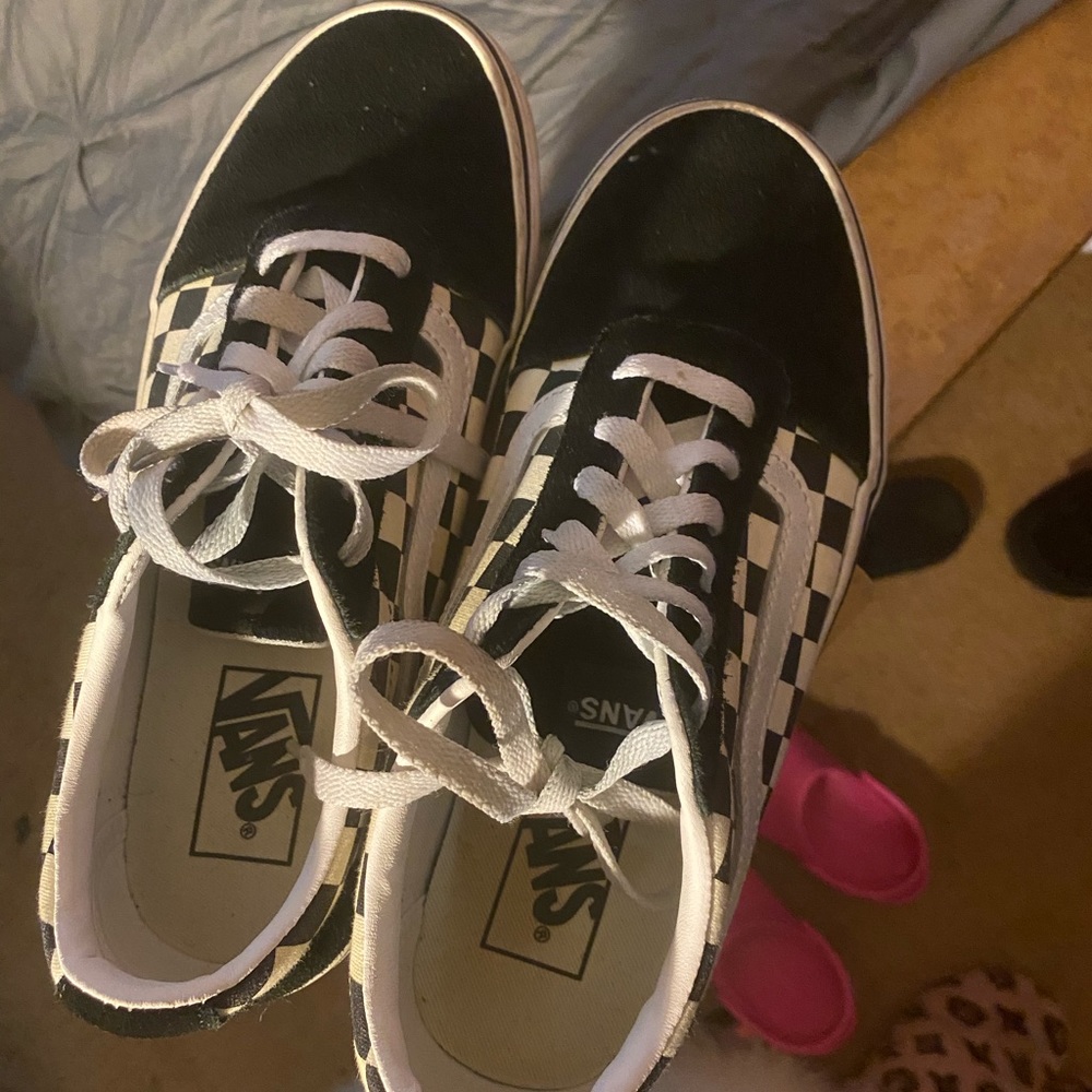 Vans Black and White Checkerboard Low-Top Sneakers
